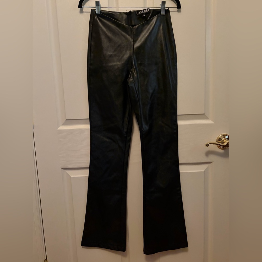 I.AM.GIA Black Flare Leather Pants